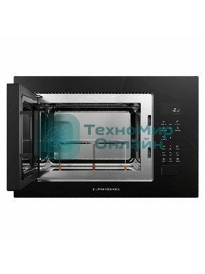 Микроволновая печь встраиваемая Kuppersberg HMF 627 B, High-Tech, 25 л, мощность 900 Вт (мощность гриля 1200 Вт), кварцевый гриль, 5 уровней мощности, 8 автоматических программ, размораживание, сенсорное управление, дисплей, черный