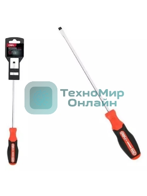 Отвертка шлицевая DELI DL3450 SL6x200мм сталь S2, матовый стержень, двухкомпонентная прорезиненная рукоять