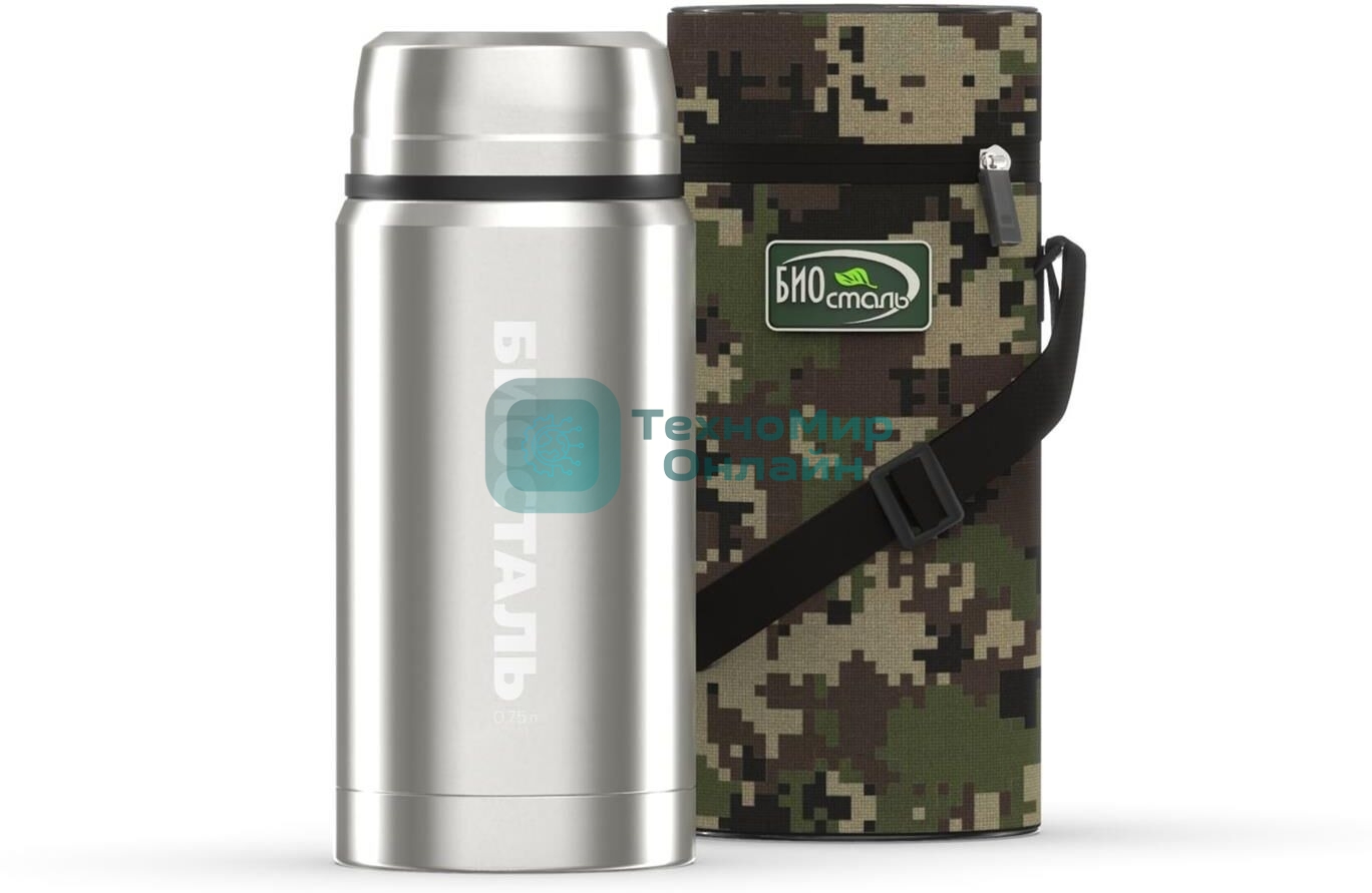 Термос BIOSTAL NTS-750B ОХОТА ш/г, суповой с ложкой, с термочехлом
