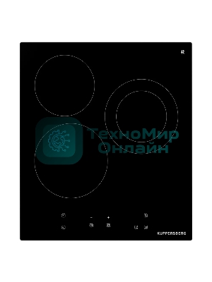 Варочная панель Kuppersberg, Hi-Light, High-Tech, 45 см, сенсорное управление, прямые края, таймер, автоматическое отключение, индикация остаточного тепла, черный