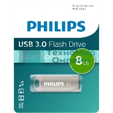 Флешка USB PHILIPS IRON (FM08FD165B/97), 8GB, USB 3.0, R/W 70/25, серебристый