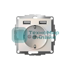 Розетка SE AtlasDesign Жемчуг SO + USB A+A, 5В/2,4А, 2х5В/1,2А, механизм