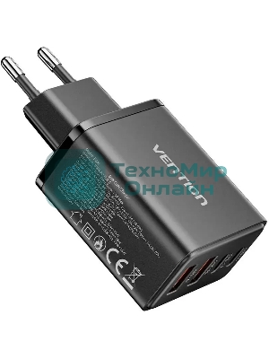 Сетевое зарядное устройство Vention на 4 порта GaN 50W USB (C+C+A+A) Черный