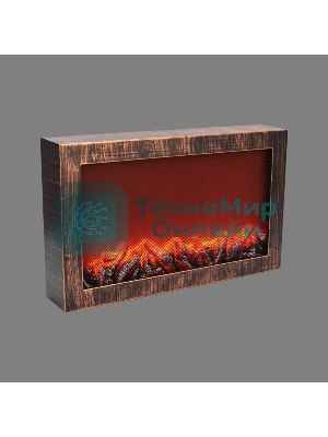 Светодиодный камин Neon-night Ретро с эффектом живого огня 60,3х11х36,8см, работает от батареек 3хС (в комплект не входят) или от USB (в комплекте), бронзовый