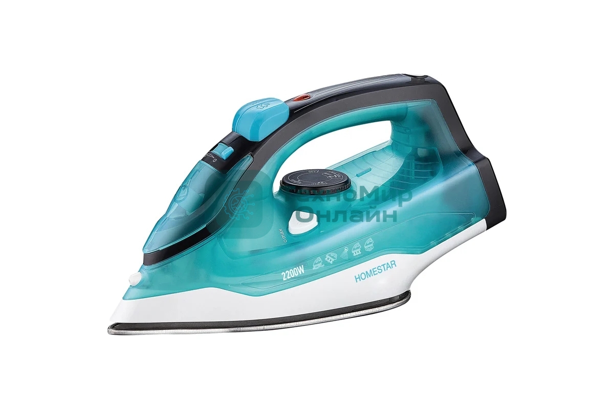 Утюг Homestar HS-4011 бирюзовый, 2200 Вт, 25 г/мин, 150 г/мин, 300 мл