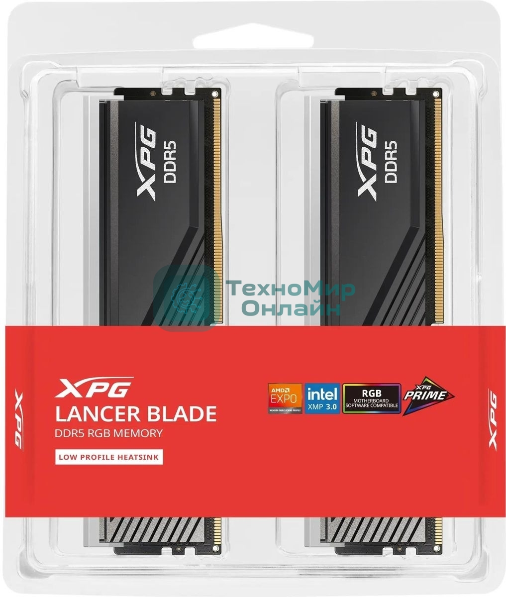 Оперативная память XPG Lancer Blade, DDR5, 32GB (2x16GB), 6000MHz, CL34, DIMM, с радиаторами, RGB, черный