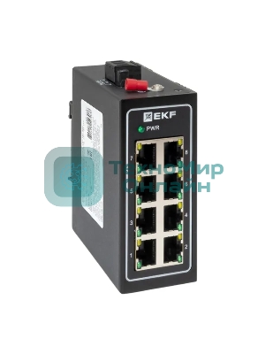 Коммутатор неуправляемый промышленный U-8T 8 портов 10/100Base-T(X) RJ45 монтаж на DIN-рейку TSX EKF TSX-U-8T