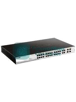 Коммутатор D-Link DGS-1210-28P/FL2A, 24×1 Гбит/с + 4×1 Гбит/с Combo, настраиваемый