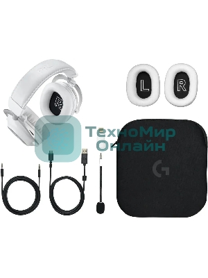 Гарнитура Logitech G Pro X 2 Lightspeed белый, беспроводная + проводная, Bluetooth/USB/3.5 мм, до 50 ч