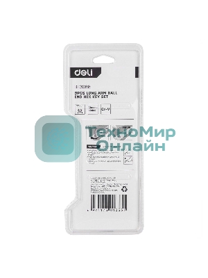 Набор шестигранных ключей с шаром Deli DL3088 9 шт. Размер: 1,5-10 мм. Материал: Cr-V. Шаровой конец. Хромированный.