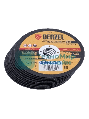 Круг отрезной по металлу Denzel WA60TBF 125х1.0х22.2мм в метал.банке, 10шт.