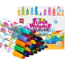 Фломастеры Deli EC155-24, пулевидный пишущий наконечник, 24 цвета, коробка с европодвесом