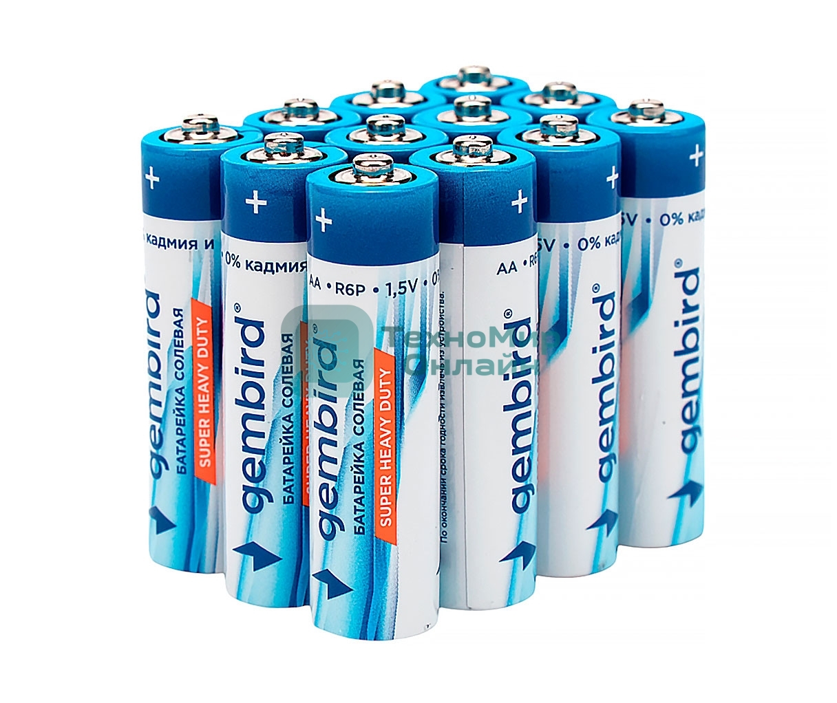 Батарейки солевые Gembird GB-R6P-12F, тип AA, 12шт, пленка
