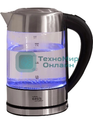Чайник электрический Oasis K-7GS стальной+черный 1,7л. 2200Вт