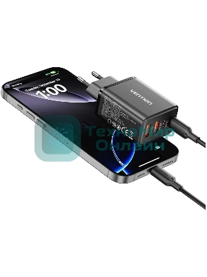 Сетевое зарядное устройство Vention на 4 порта GaN 50W USB (C+C+A+A) Черный