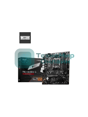 Материнская плата MSI PRO B650M-B, AM5, AMD B650, 2xDDR5, 4xSATA, 1xM.2, 1xPCI-E 4.0 x16, 1xPCI-E 4.0 x1, 1xHDMI, 1xVGA, 1x2.5Gb LAN, 2xUSB 2.0, 4xUSB 3.2 Gen 1, 3x3.5 мм, 7.1, Micro-ATX