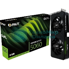 Видеокарта Palit RTX 5060 DUAL NV RTX 5060 8Gb 128bit GDDR7 2280/28000/HDMIx1/DPx3/HDCP Ret NE75060019P1-Gb2063D PCI-E 5.0