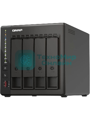 Сетевое хранилище SMB QNAP TS-453E-8G NAS, 4-tray w/o HDD. 2xHDMI-port. 4-core Celeron J6412 2-2.6 GHz, 8Gb DDR, 2x2.5Gb LAN, 2 x M.2 2280 PCIe Gen 3 x2, 2x USB 3.2 Gen 2 (10Gbps) Port, 2x USB 2.0 port