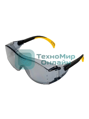 Очки защитные Denzel открытые, поликарбонатные, увеличенная дымчатая линза, регулируемые дужки