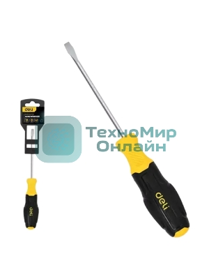 Отвертка шлицевая Deli DL6330751N 3х75мм сталь Cr-V, двухкомпонентная прорезиненная рукоять