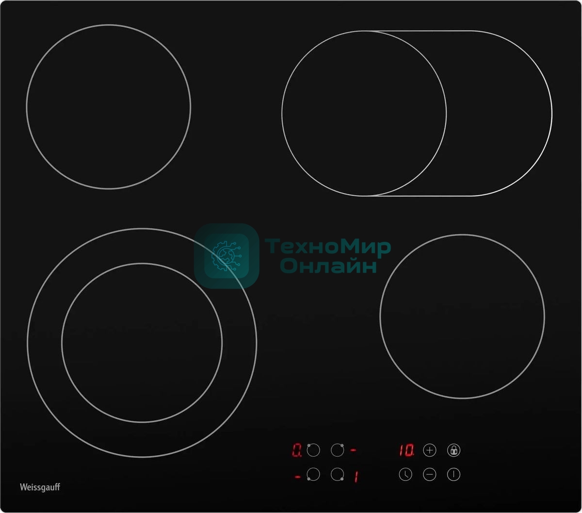 Электрическая варочная панель Weissgauff HV 640 BA, Hi-Light, независимая, черный