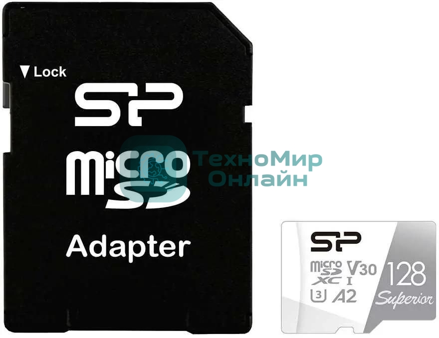 Флеш карта microSD 128Gb Silicon Power Superior Pro A2 microSDXC Class 10 UHS-I U3 Colorful 100/80 Mb/s (SD адаптер)