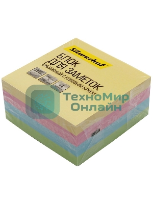 Блок самоклеящийся бумажный Silwerhof Daily 76x76мм 400лист. пастель 4цв.в упак.