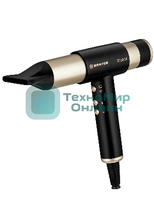 Фен-мультистайлер BRAYER BR3308 черный/золотистый, 2000 Вт, 25/32 мм