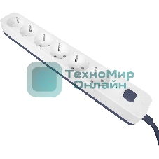 Сетевой фильтр Powercom SP-06W 3,0 м 3.0 м, 6 розеток, белый/серый, коробка