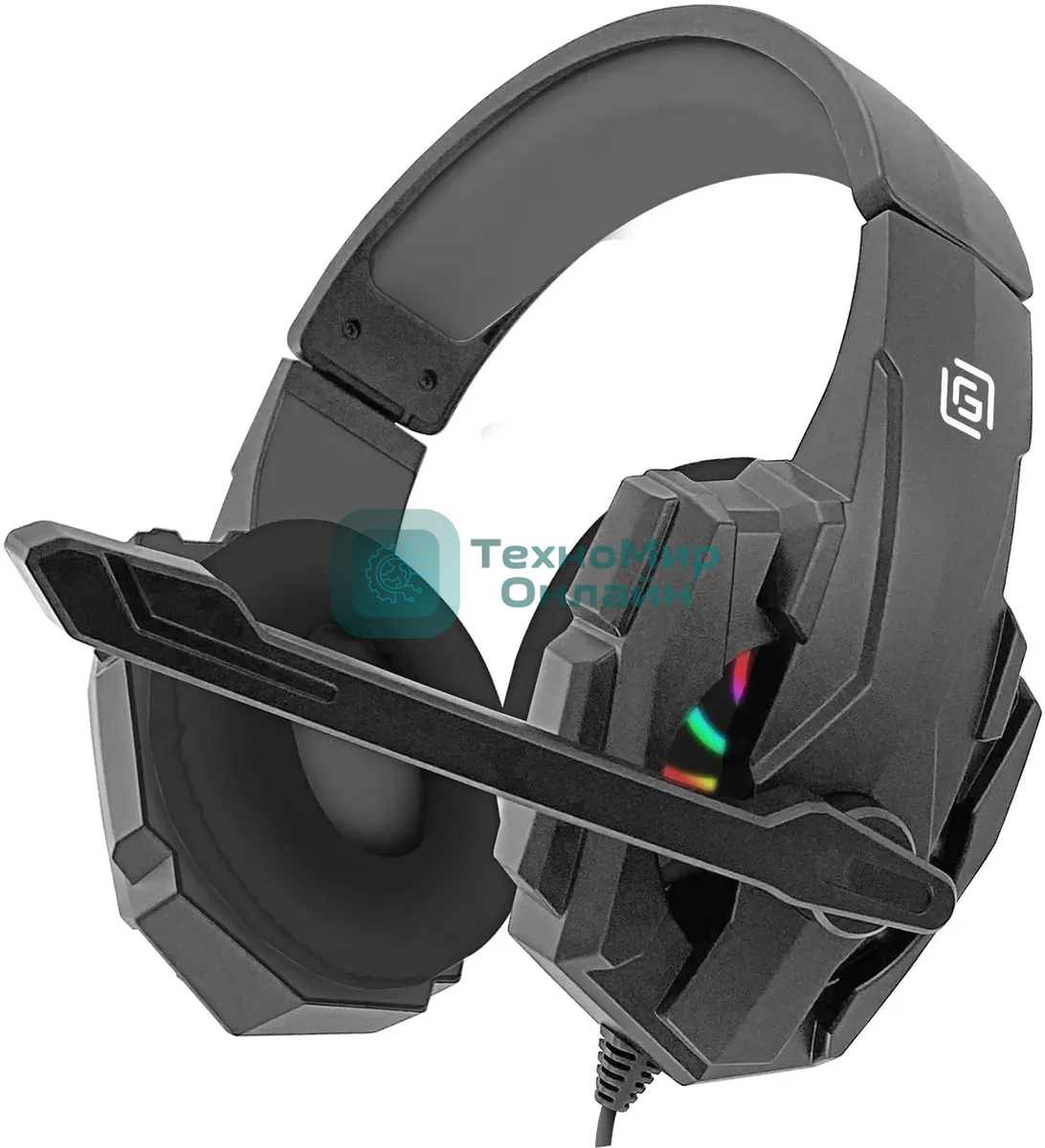 Гарнитура Oklick HS-L355G чёрный, проводная, 3.5 мм, подсветка