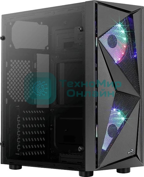 Компьютерный корпус Aerocool/Formula Glider Cosmo V1 без БП, ATX, боковое окно (закаленное стекло), черный