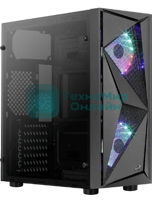 Компьютерный корпус Aerocool/Formula Glider Cosmo V1 без БП, ATX, боковое окно (закаленное стекло), черный