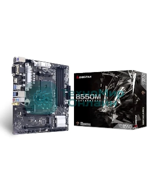 Материнская плата Biostar B550MX/E PRO, AM4, AMD B550, 4xDDR4, 4xSATA, 2xM.2, 1xPCIe 4.0 x16, 1xPCIe 3.0 x4, 1xDVI-D, 1xHDMI, 1xVGA, 1x1Gb LAN, 4xUSB-A 5Gbps, 2xUSB-A 2.0, 1xCOM, 3x3.5 мм, 7.1, mATX