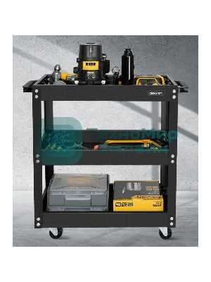 Тележка инструментальная трехсекционная на колесах Deli DL433013 510x260x580мм, до 90кг, толщина полки 0,6мм, толщина стойки 1мм