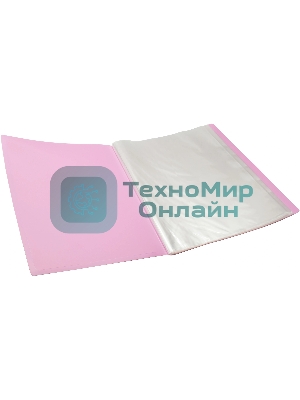 Папка-портфолио с 40 прозрачными вкладками Silwerhof Create SCR-P40PIN A4, пластик, 0.7мм, карман на лицевой стороне, розовый