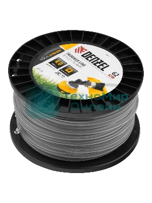 Леска для триммера Denzel двухкомпонентная квадрат, 4,0мм х 62м, на DIN катушке EXTRA CORD