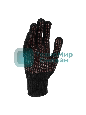 Перчатки трикотажные Сибртех акрил, усиленные, ПВХ-гель Протектор, черный, 10 класс