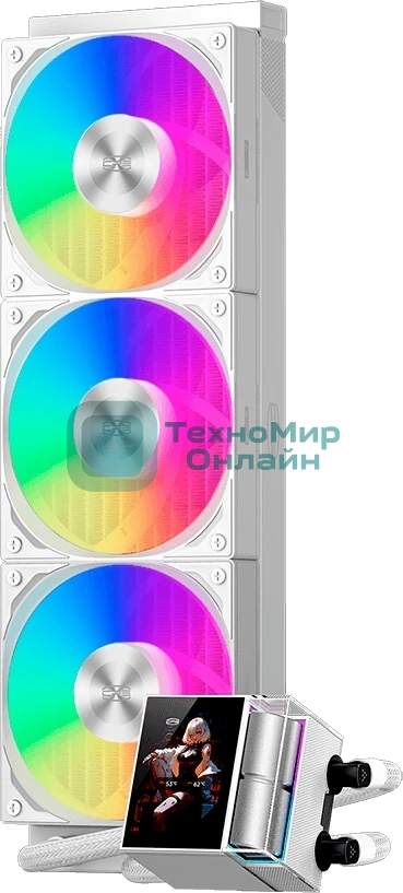 Система водяного охлаждения PcCooler DS360 Display ARGB Soc-AM5/AM4/1200/1700/1851 белый 4-pin 39.8dB Al LCD 310W Ret (DS360-WHAWXY-GL)