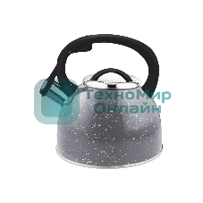 Чайник для плиты со свистком Arte 2,5 л, серый с белыми точками, из нерж стали