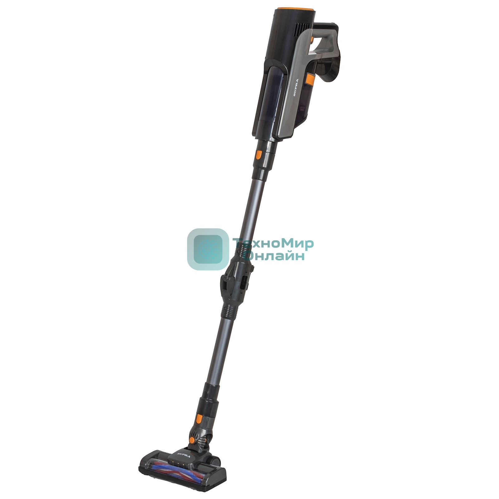 Пылесос вертикальный SUPRA VCS-5082 черный/серый, питание от аккумулятора, 300 Вт, уборка сухая, пылесборник 1 л