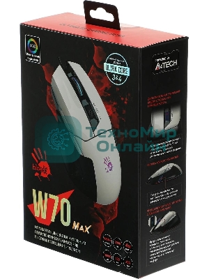 Мышь проводная A4Tech Bloody W70 Max белый, 10000 dpi, USB, кнопки - 9