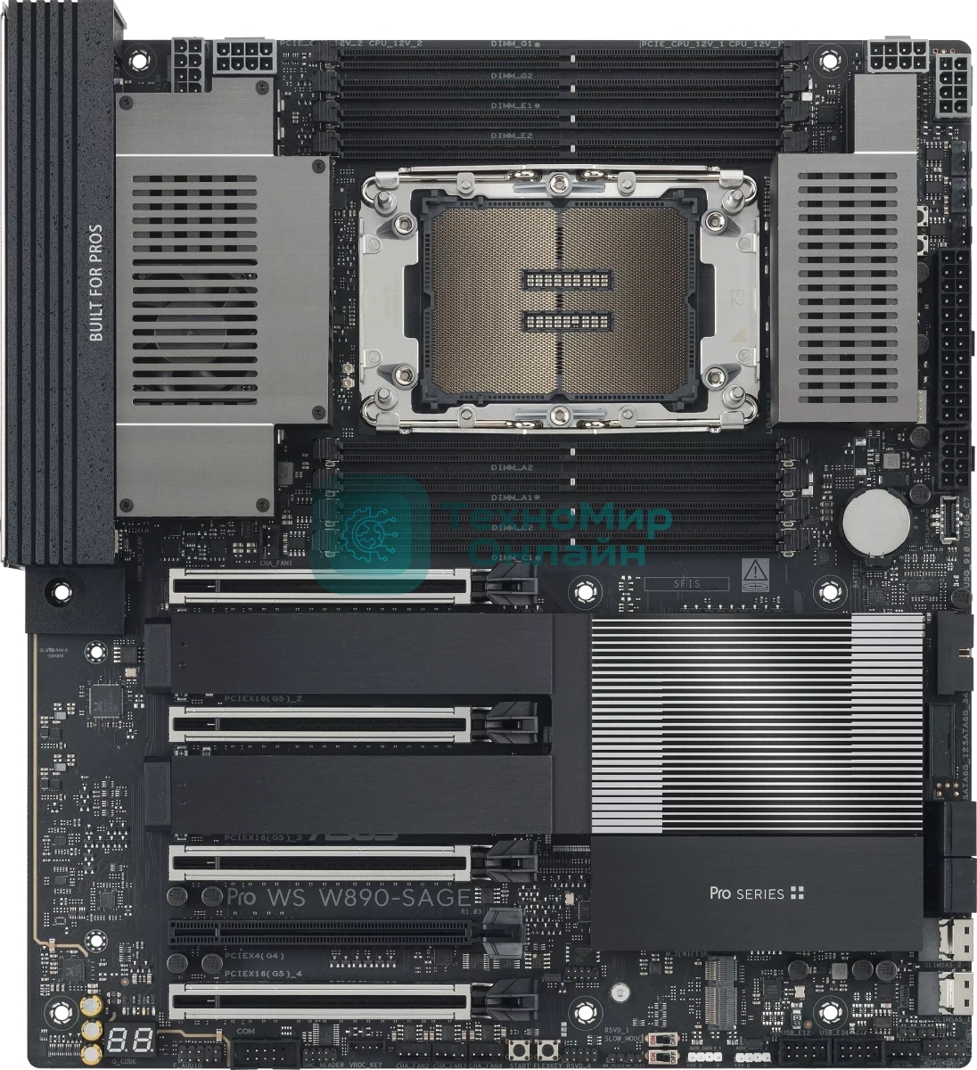 Серверная материнская плата ASUS PRO WS W890-SAGE, 1xLGA 4710-2, Intel W890, 8xDDR5, 4xSATA, 4xM.2, 4xPCIe 5.0 x16, 1xPCIe 4.0 x16, 2xDP, 1x2.5Gb LAN, 1x10Gb LAN, 2xUSB-C 40Gbps (USB4 / Gen3x2), 6xUSB-A 10Gbps, 2xUSB-A 2.0, 7.1, SSI CEB