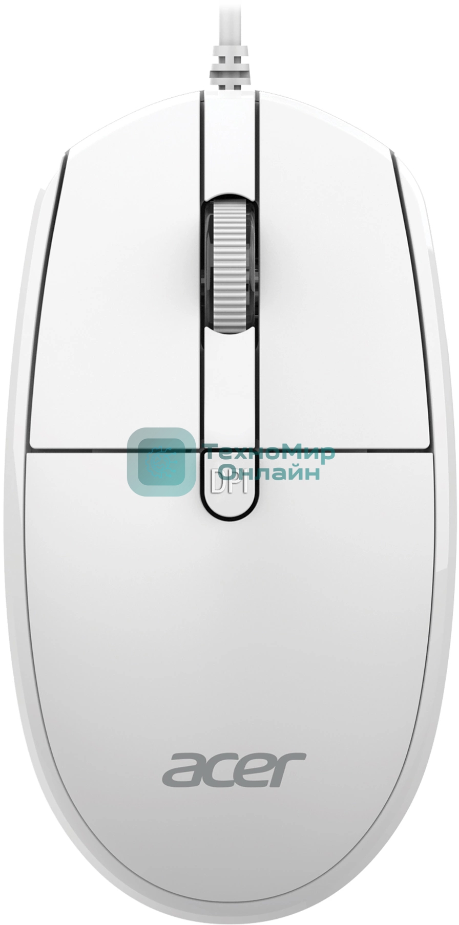 Мышь проводная Acer OMW401 белый, 2000 dpi, USB, кнопки - 4