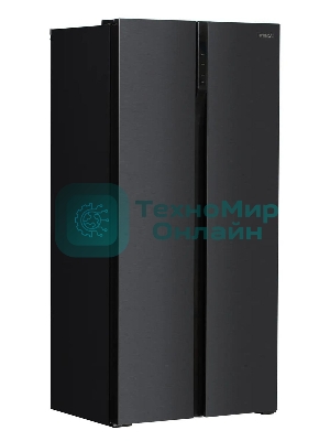 Холодильник Hyundai CS4505F черная сталь двухкамерный Side by Side 271/165л морозилка сбоку