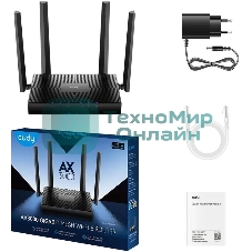 Роутер беспроводной Cudy WR3000E 2.0 Гигабитный роутер Wi-Fi 6 AX3000, 2,4/5 ГГц, до 2976 Мбит/с, 5x1 Гбит/с, IPv6, 4 антенны, черный