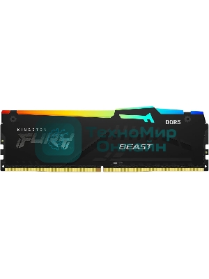 Оперативная память Kingston Fury Beast, DDR5, 8GB (1x8GB), 5200MHz, CL40, DIMM, с радиаторами, RGB, черный