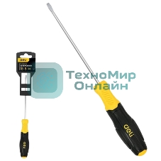 Отвертка шлицевая Deli DL6351001N 5х100мм сталь Cr-V, двухкомпонентная прорезиненная рукоять