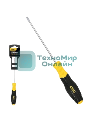 Отвертка шлицевая Deli DL6351001N 5х100мм сталь Cr-V, двухкомпонентная прорезиненная рукоять