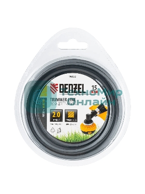 Леска для триммера Denzel армированная алюминием квадратная, 2,0мм х 15м, блистер ALUFLEX