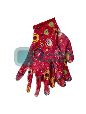 Перчатки садовые Palisad из полиэстера с нитрильным обливом, красные, S